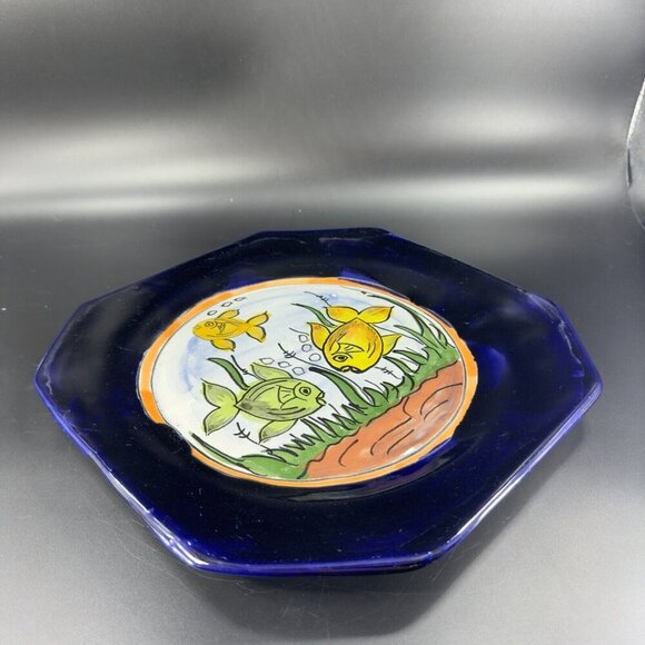 Mexico Folk Art Talavera Pottery Single Dish Plate Hand Painted Fish Hand Made - Picture 16 of 16